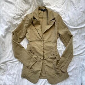 Khaki Belted Corset Blazer 🧥